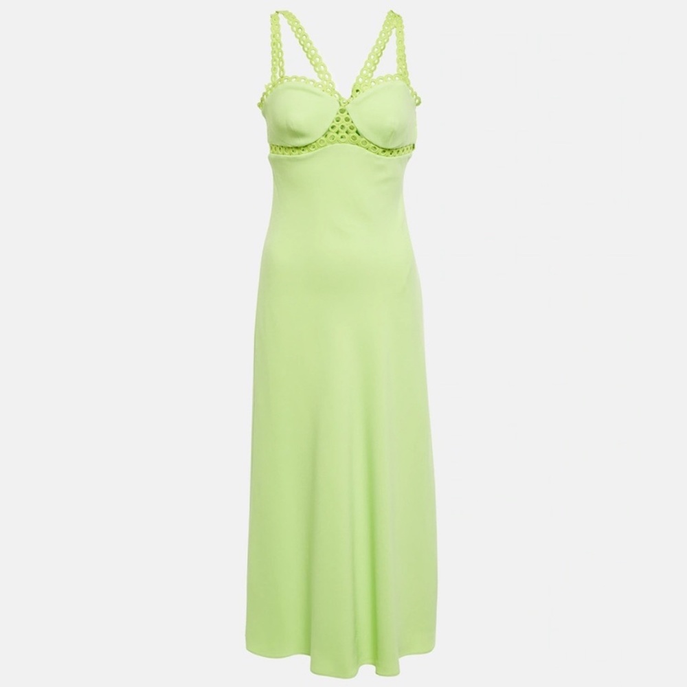 SIMKHAI nwt lime green Sevilla embellished cady midi dress size 4 woman’s small